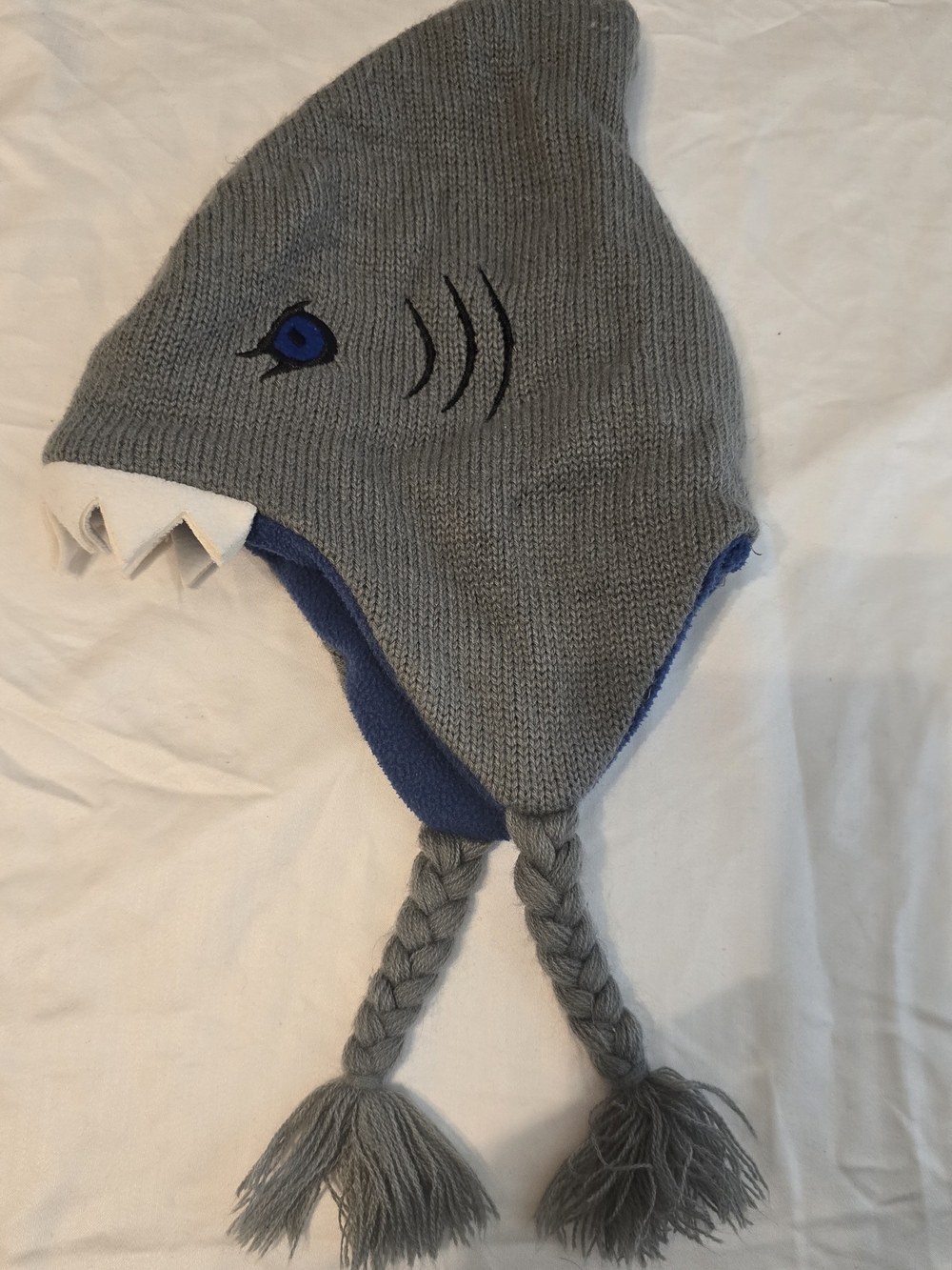Gray Shark Knit Earflap Hat for Kids - Unbranded